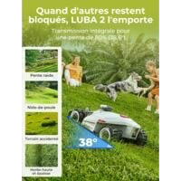 robot tondeuse mammotion luba 2 awd 1000 , jusqu’à 1000m², 80% de pente, installation sans fil périphérique, quatre roues motrices, compatible avec alexa et google home, gestion multi zones, antivol robot tondeuse mammotion luba 2 awd 1000 , jusqu’à 1000m², 80% de pente, installation sans fil périphérique, quatre roues motrices, compatible avec alexa et google home, gestion multi zones, antivol